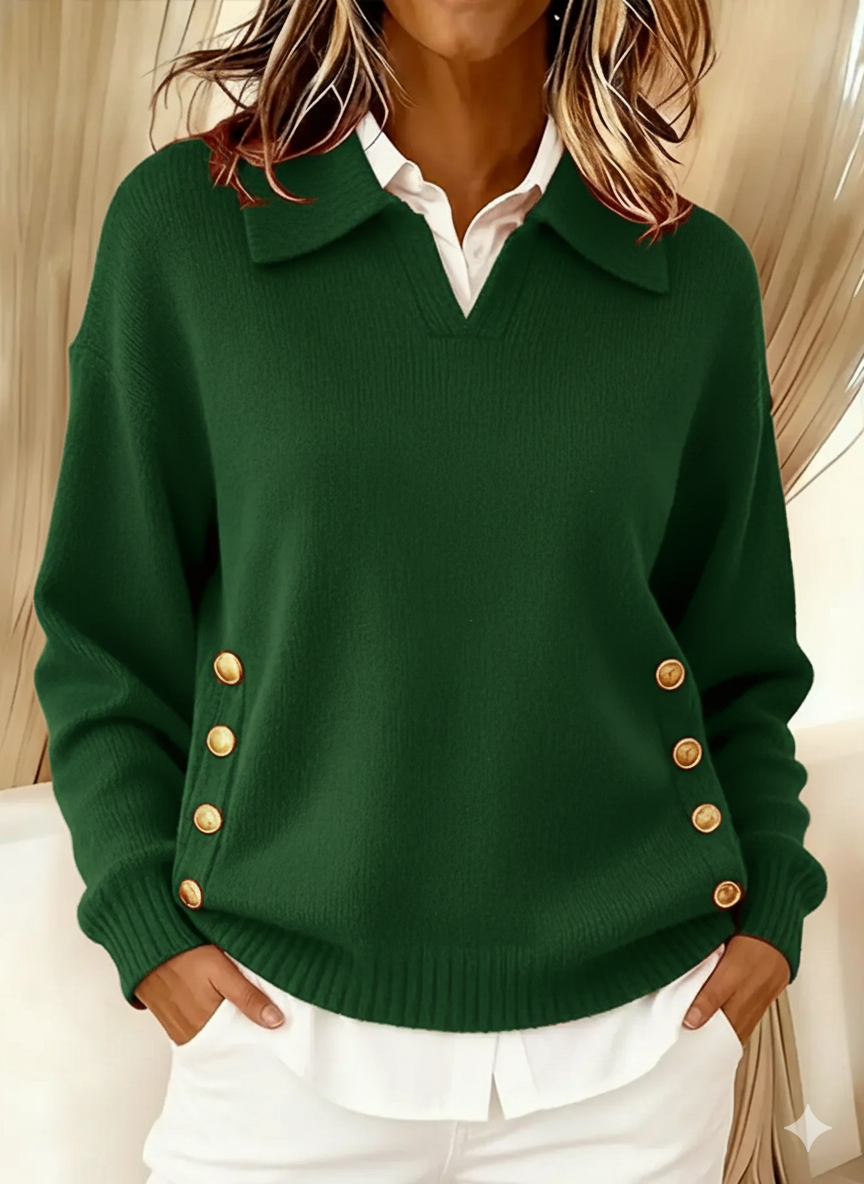 Verónica | Pull Col Polo Boutonné