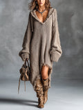 Micaela | Robe Midi en Maille Duveteuse à Capuche