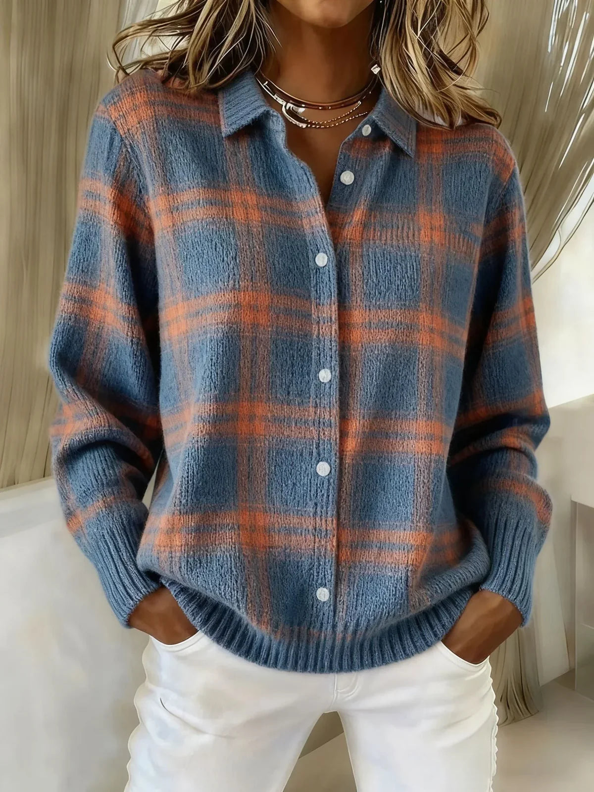 Salomé | Gilet en Maille à Carreaux