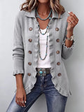 Blanca | Gilet en Maille Gris Chiné à Volants