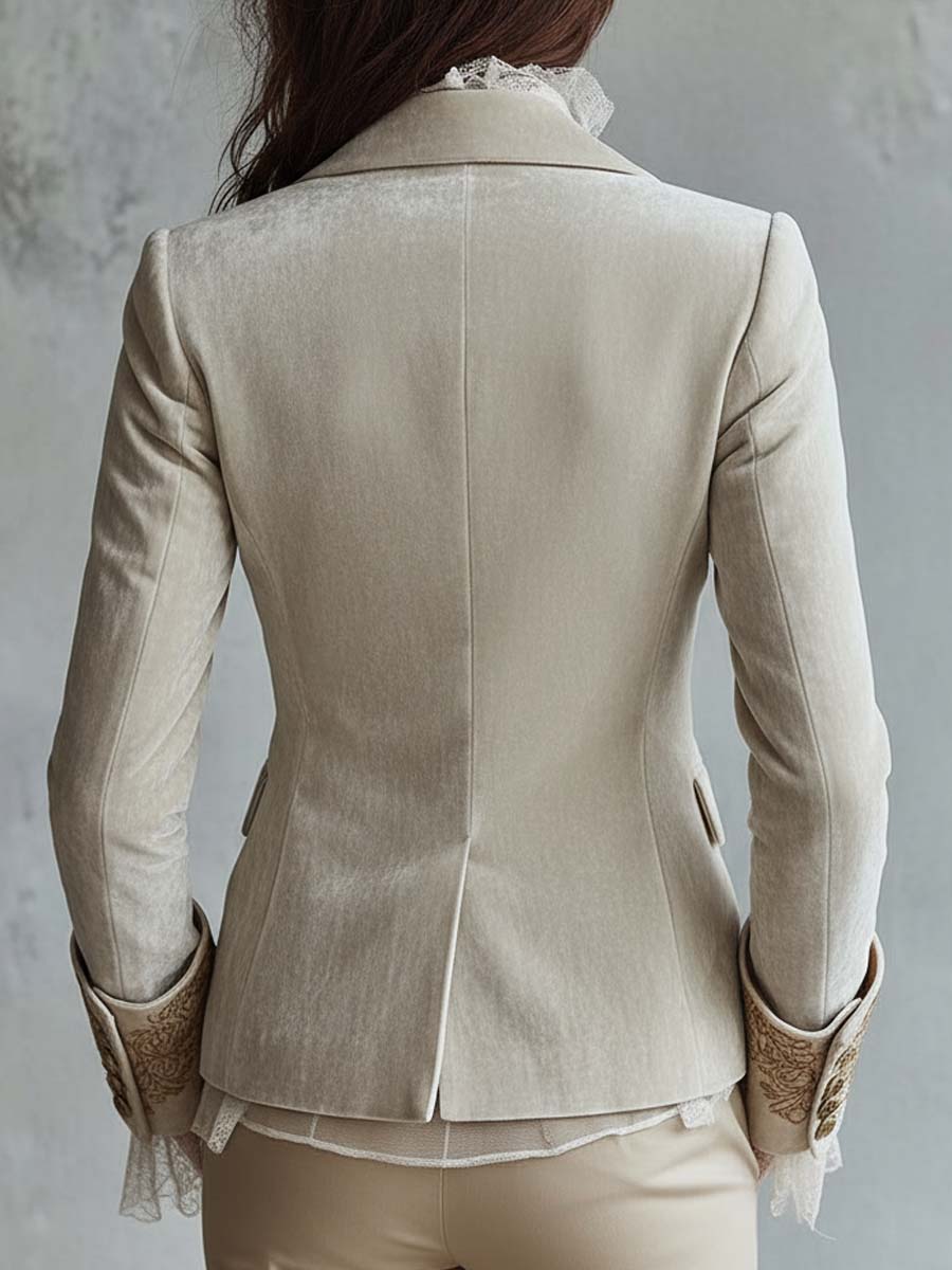 Francisca | Blazer Tailleur Brodé Ivoire