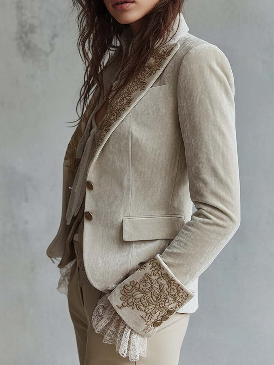 Francisca | Blazer Tailleur Brodé Ivoire