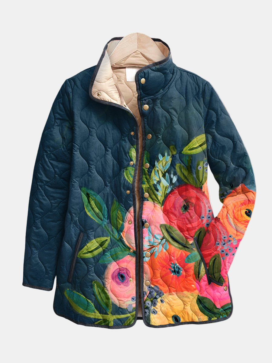 Gema | Veste Matelassée Vintage à Imprimé Floral