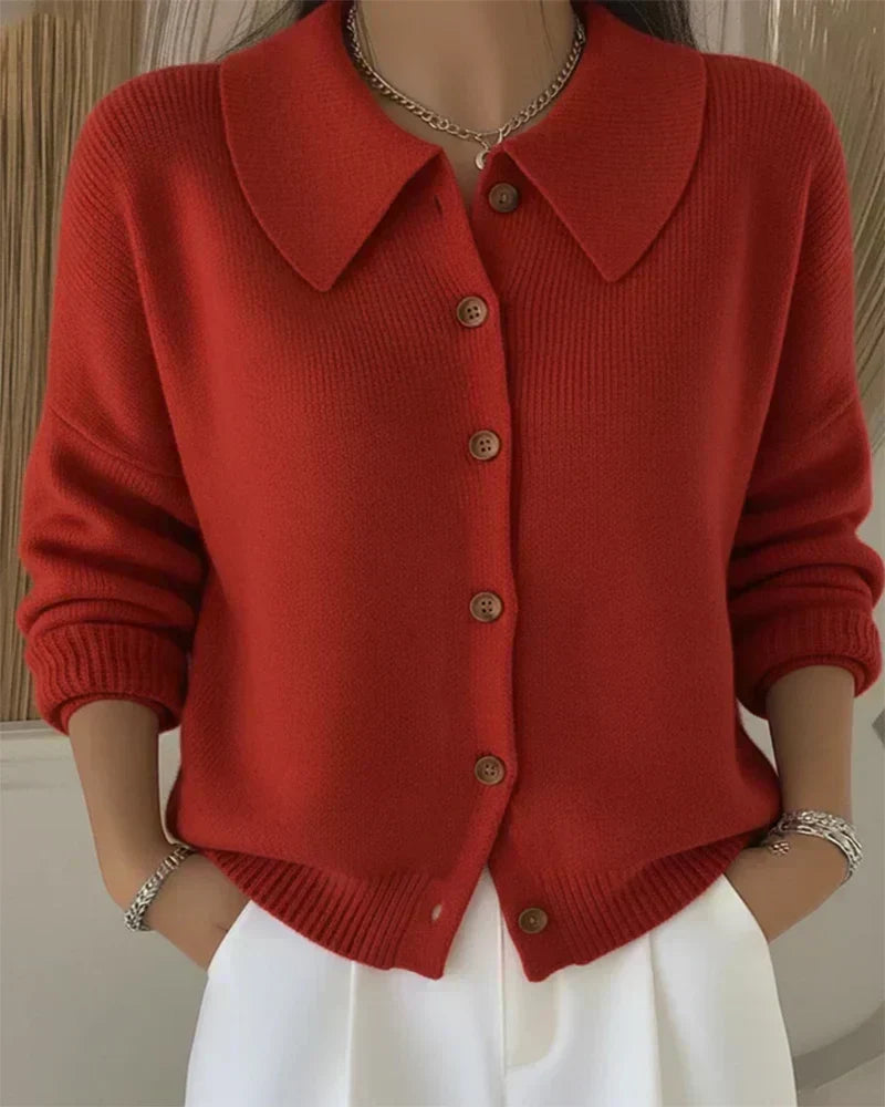Sandra | Gilet en Maille à Col Chemise