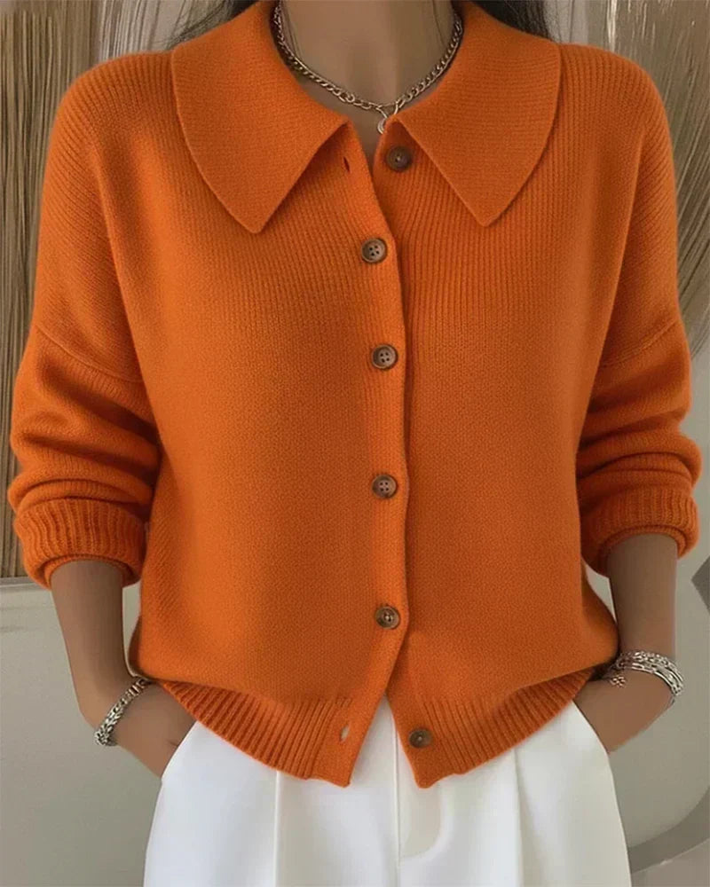 Sandra | Gilet en Maille à Col Chemise