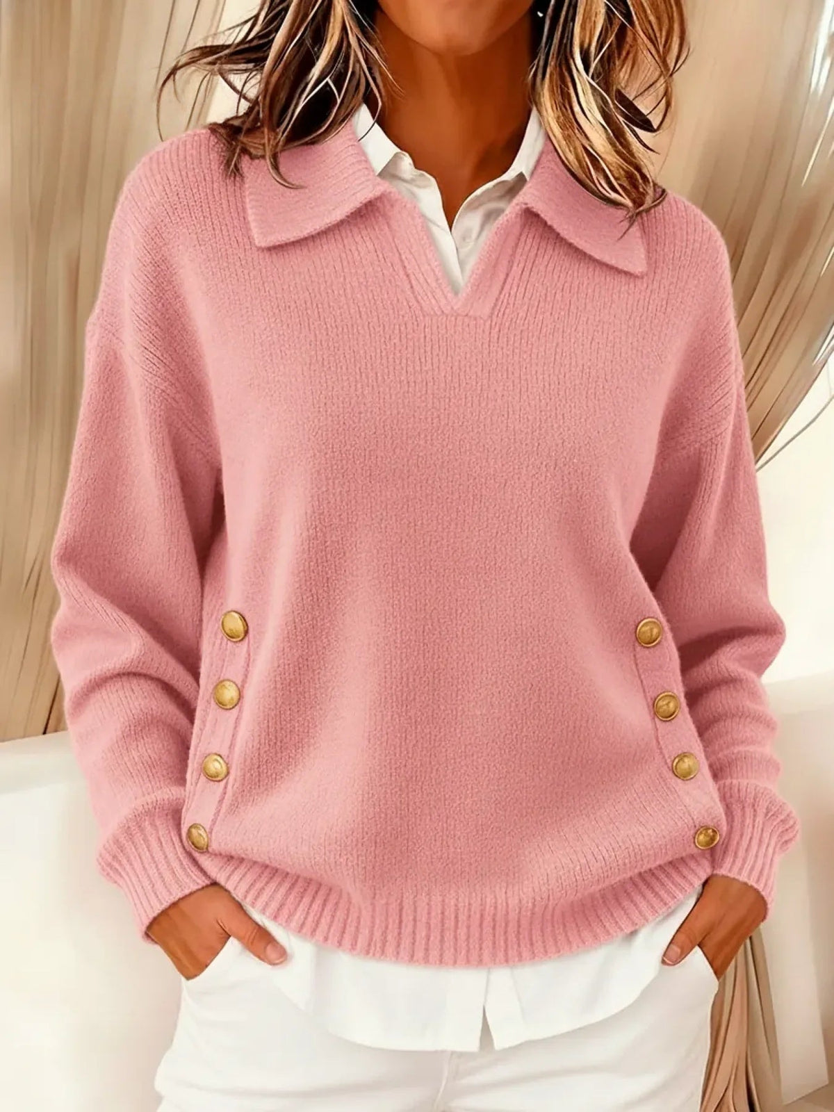 Verónica | Pull Col Polo Boutonné