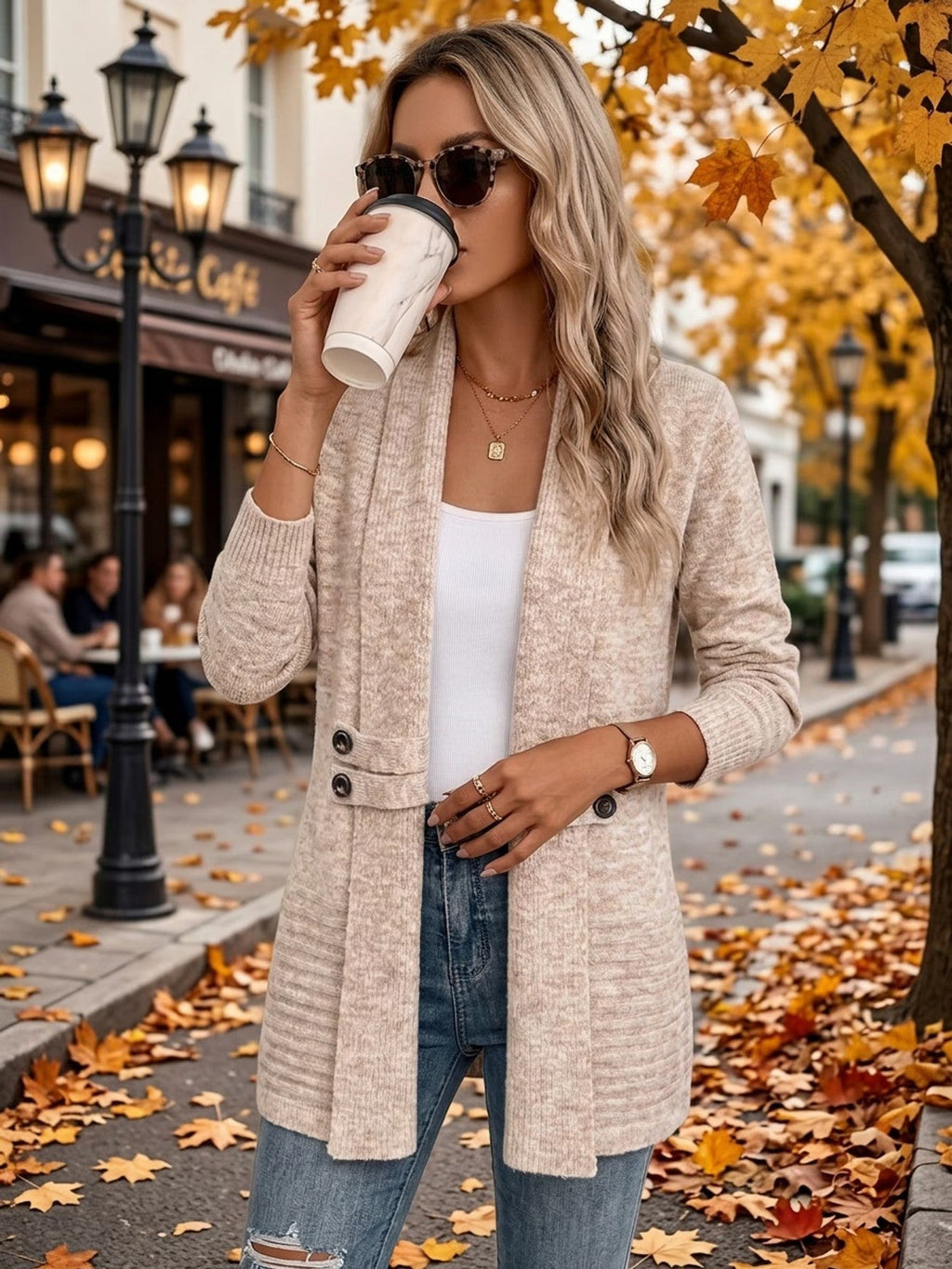 Eulalia | Gilet en Maille Côtelée à Boutons Latéraux