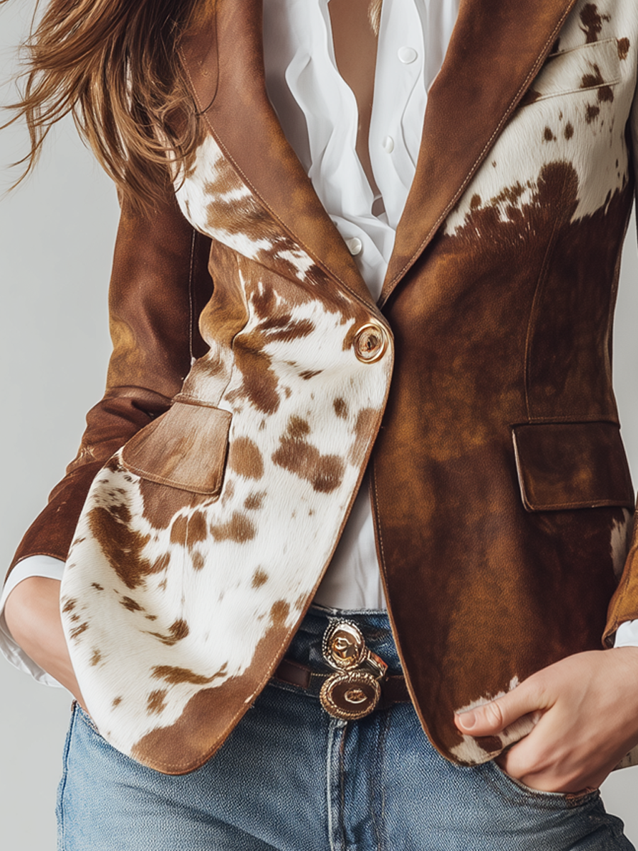 Irene | Blazer Vintage Imprimé Vache