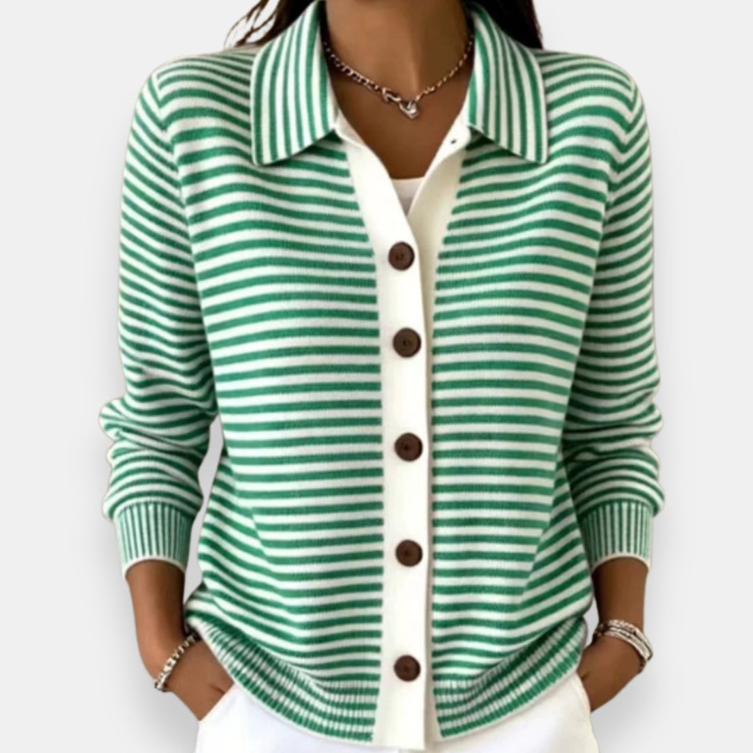 Azucena | Gilet en Maille Rayé Boutonné