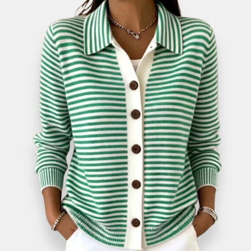 Azucena | Gilet en Maille Rayé Boutonné