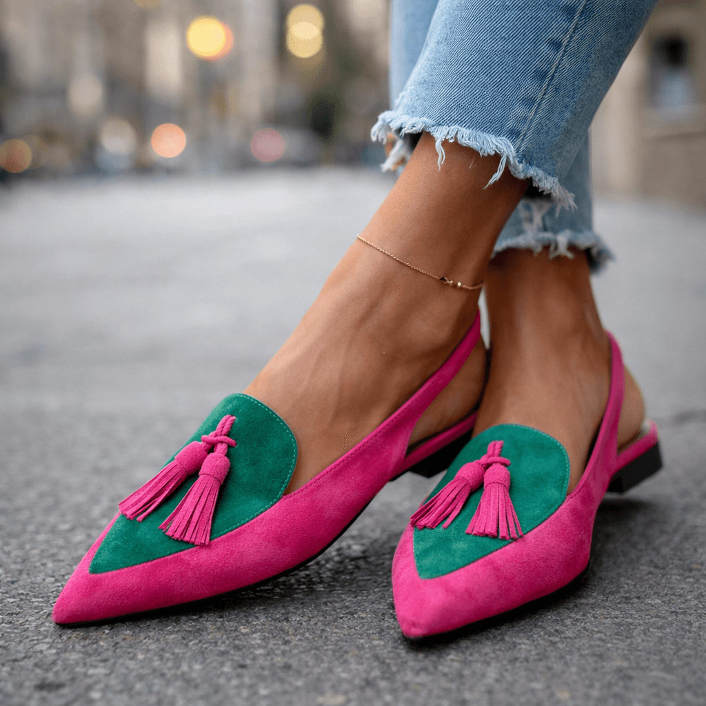 Ballerines pointues à pompons Élodie