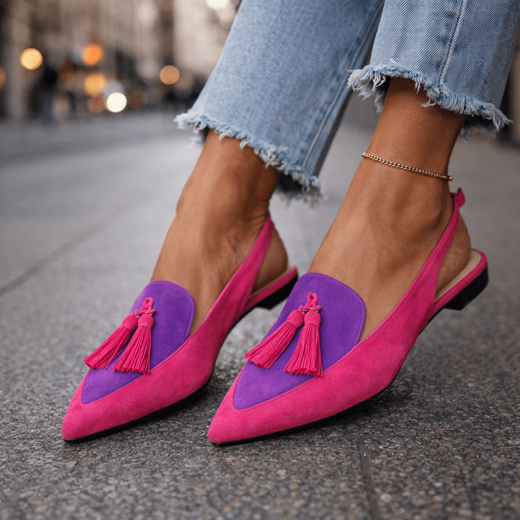 Ballerines pointues à pompons Élodie