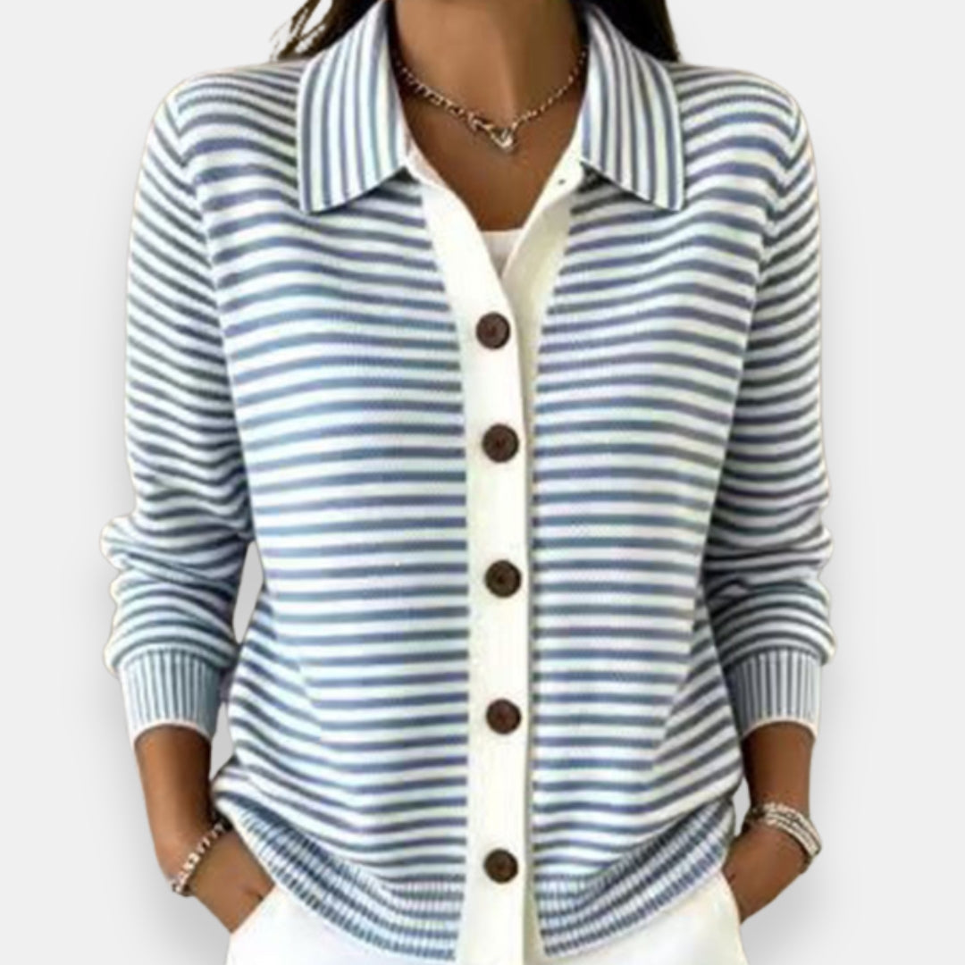 Azucena | Gilet en Maille Rayé Boutonné