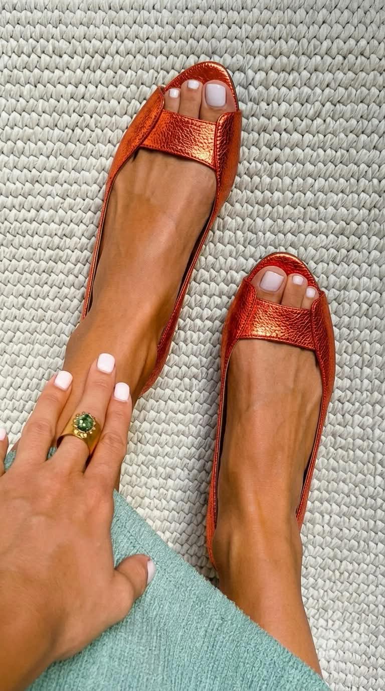 Ballerines peep toe dorées Adelina