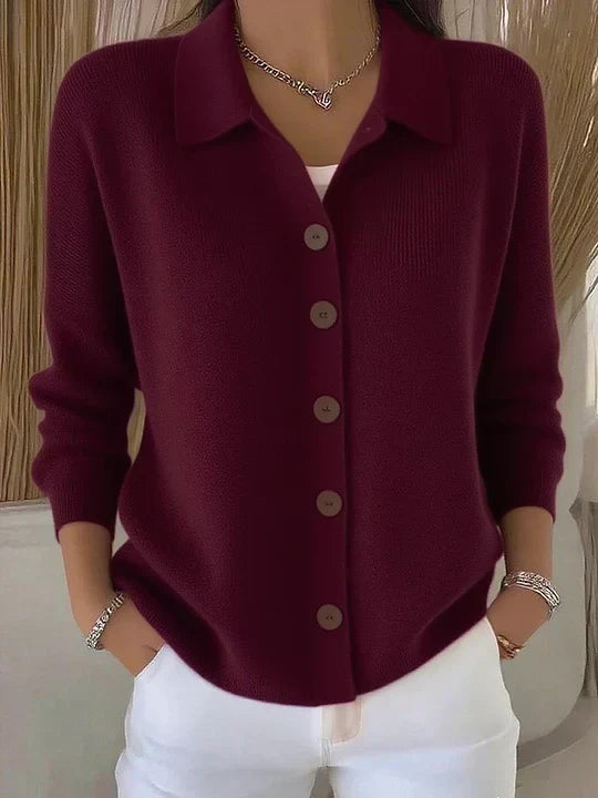 Rosalía | Gilet en Maille à Col et Boutons