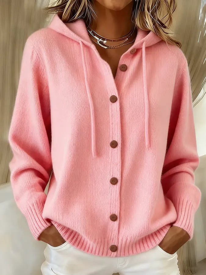 Sofía | Gilet en Maille à Capuche et Boutons