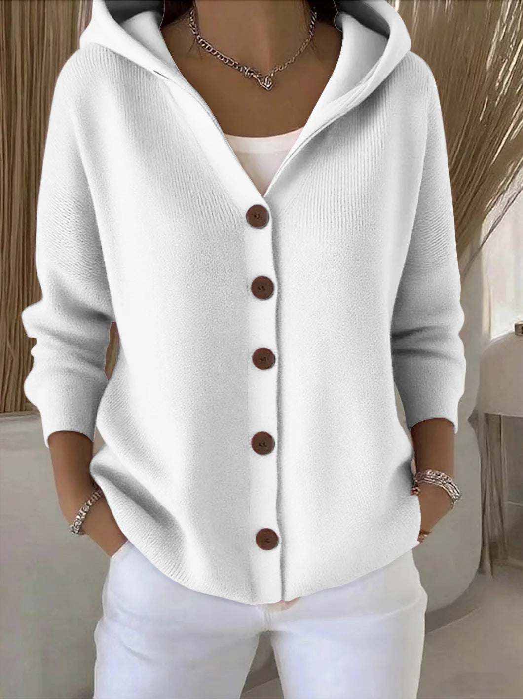 Amanda | Gilet en Maille à Capuche