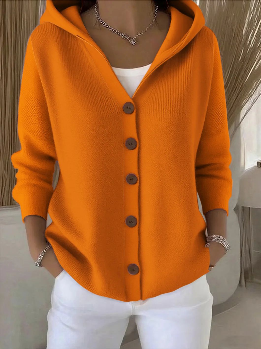 Amanda | Gilet en Maille à Capuche