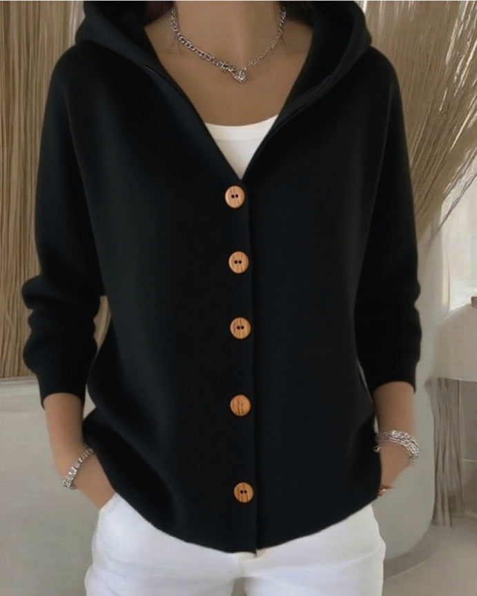 Amanda | Gilet en Maille à Capuche