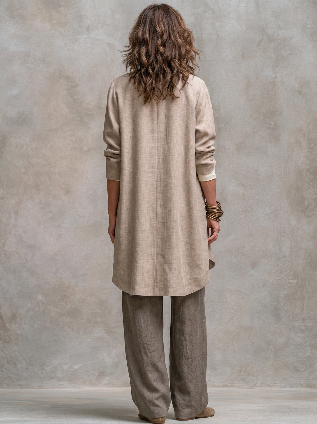 Flaminia | Completo Tre Pezzi con Pantalone Palazzo, Beige e Grigio