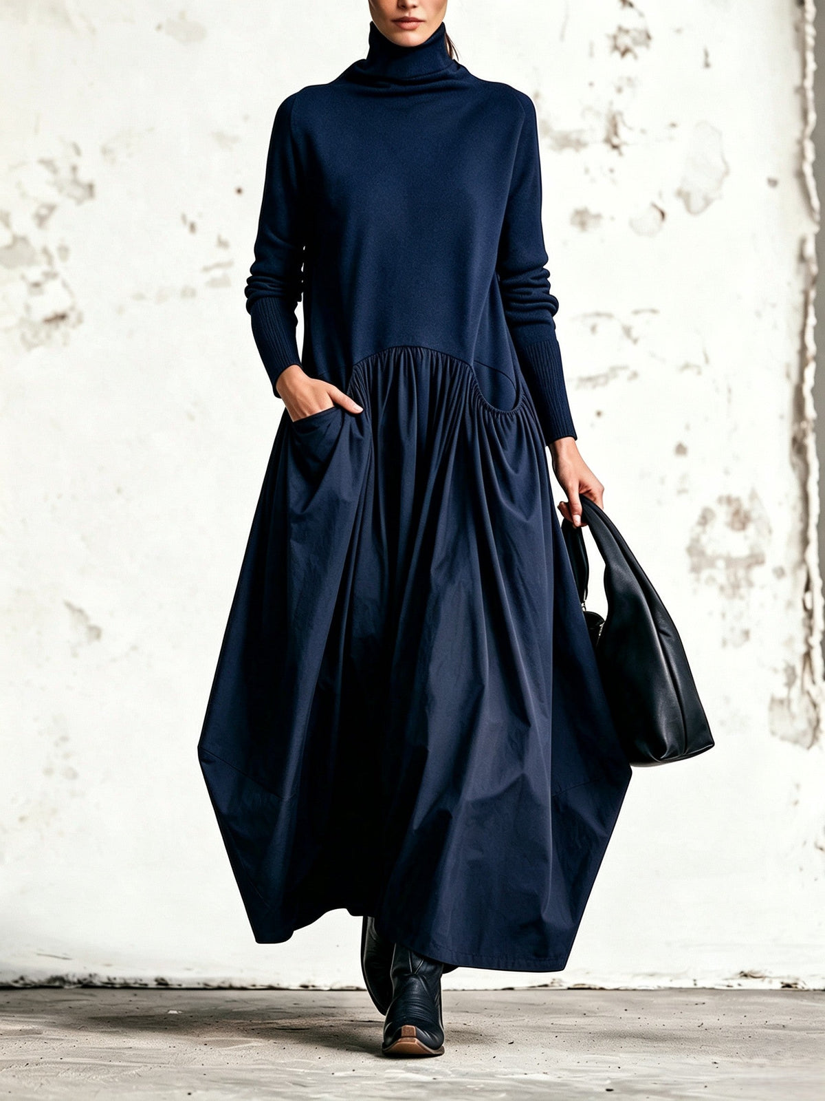 Mercedes | Robe Longue à Col Montant