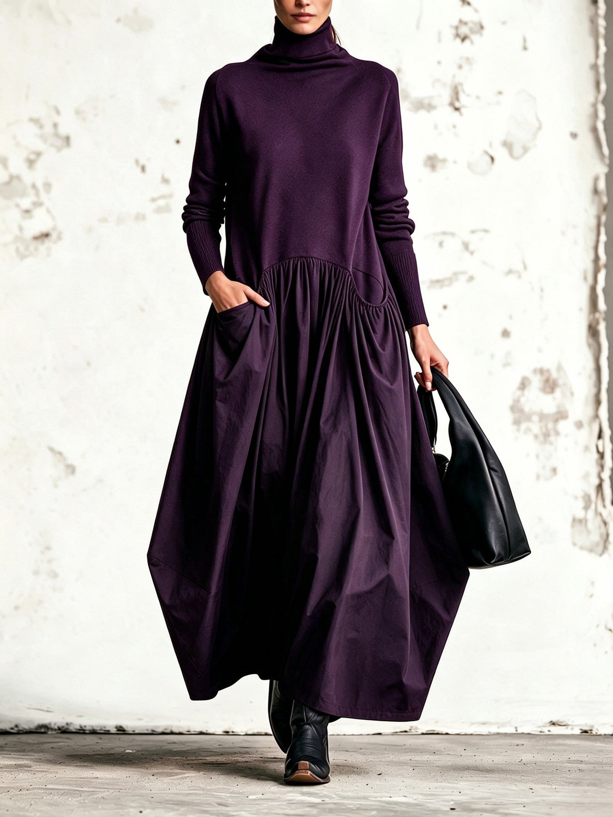 Mercedes | Robe Longue à Col Montant