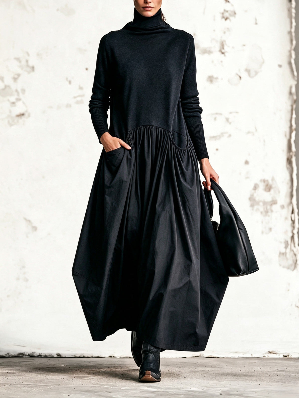 Mercedes | Robe Longue à Col Montant