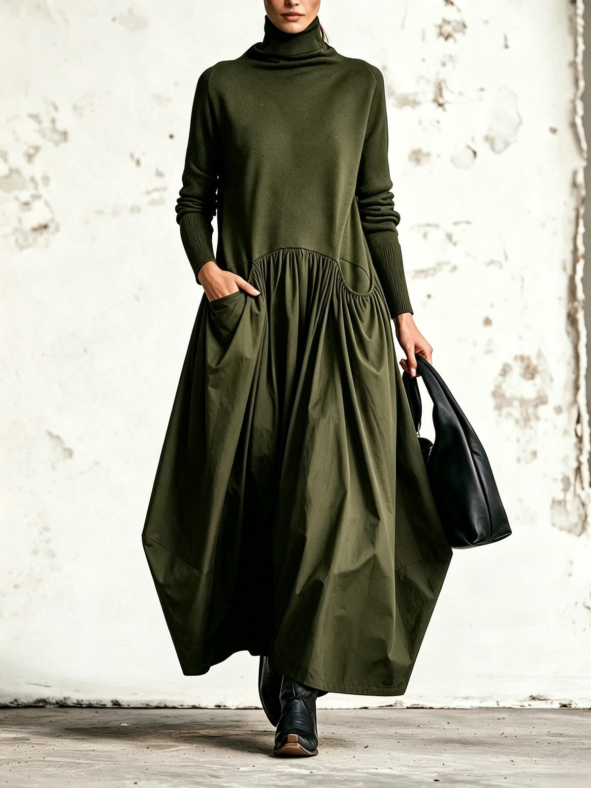 Mercedes | Robe Longue à Col Montant
