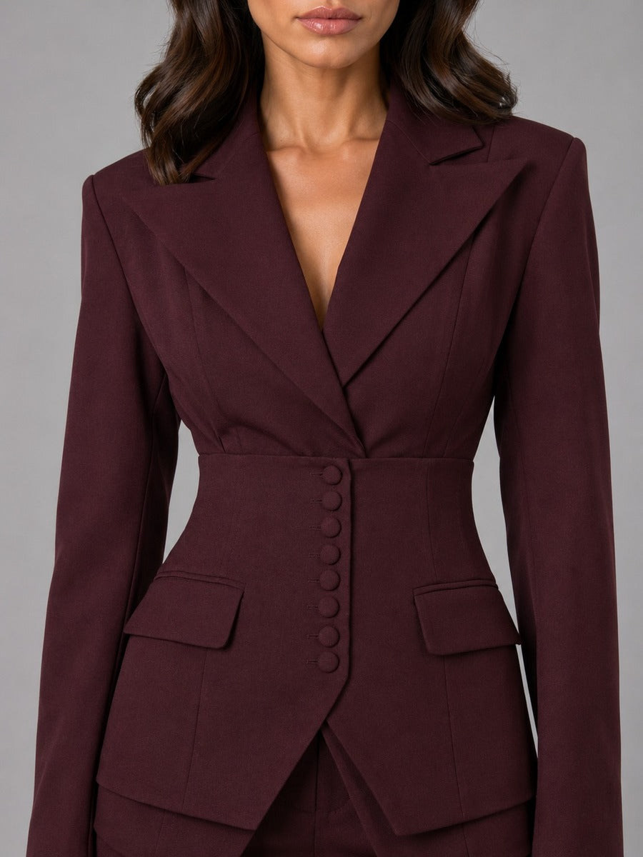 Anselma | Completo Due Pezzi con Blazer a Vita Segnata e Pantaloni a Palazzo