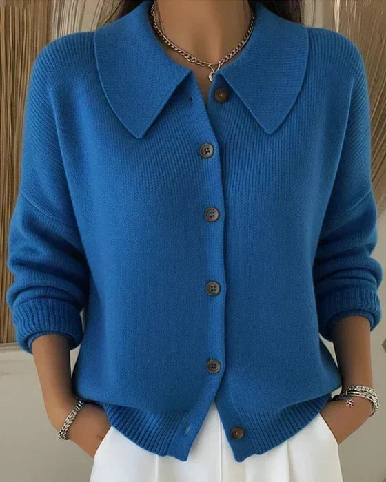 Sandra | Gilet en Maille à Col Chemise