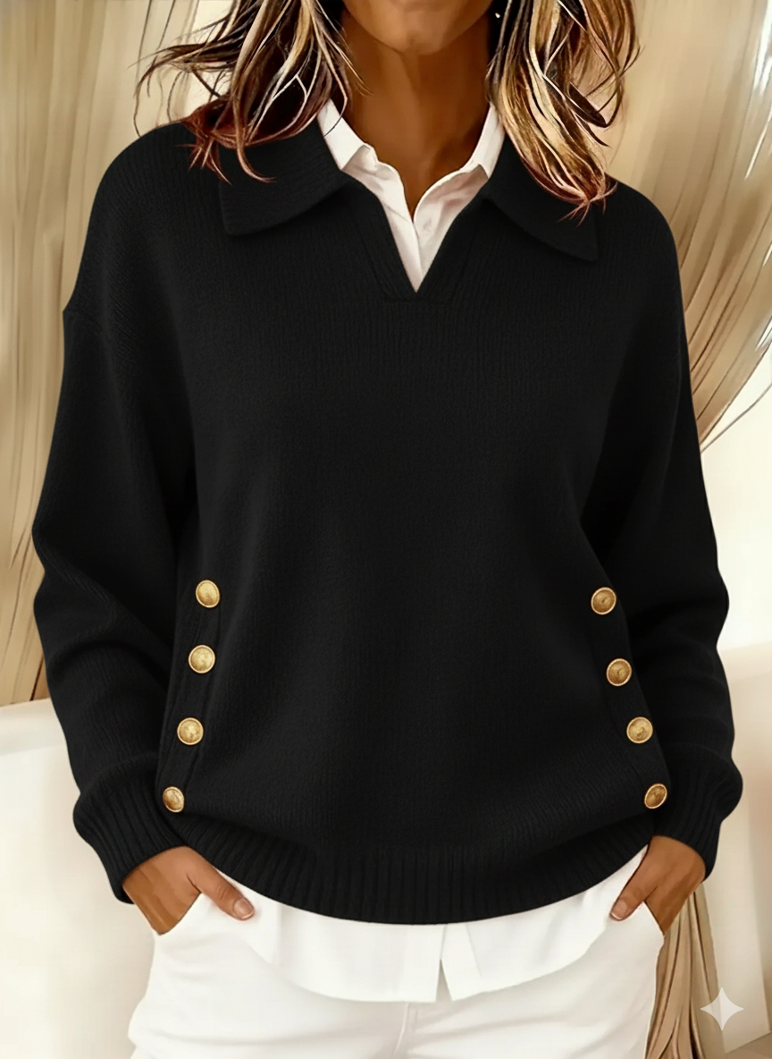 Verónica | Pull Col Polo Boutonné