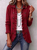 Ángela | Gilet en Maille Rouge Rubis à Volants