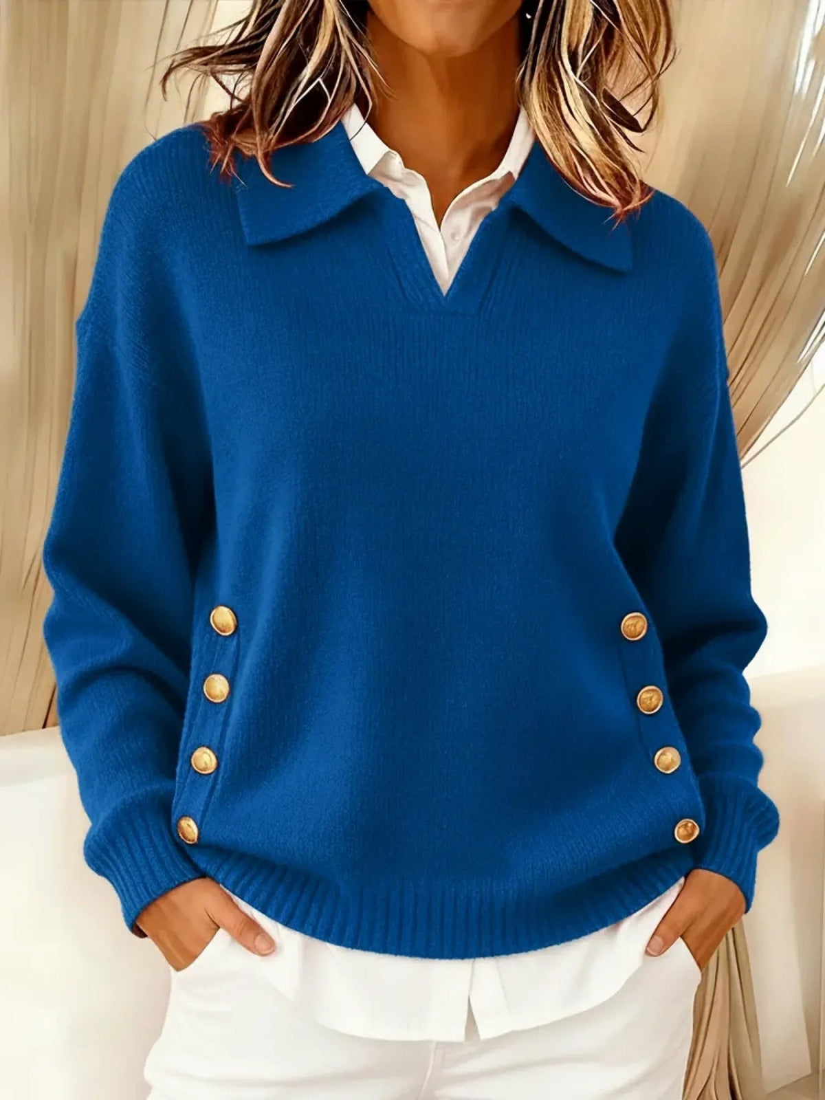 Verónica | Pull Col Polo Boutonné