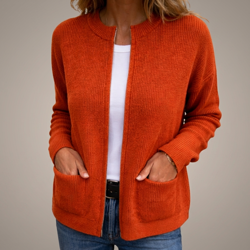 Fátima | Gilet en Maille Zippé à Poches
