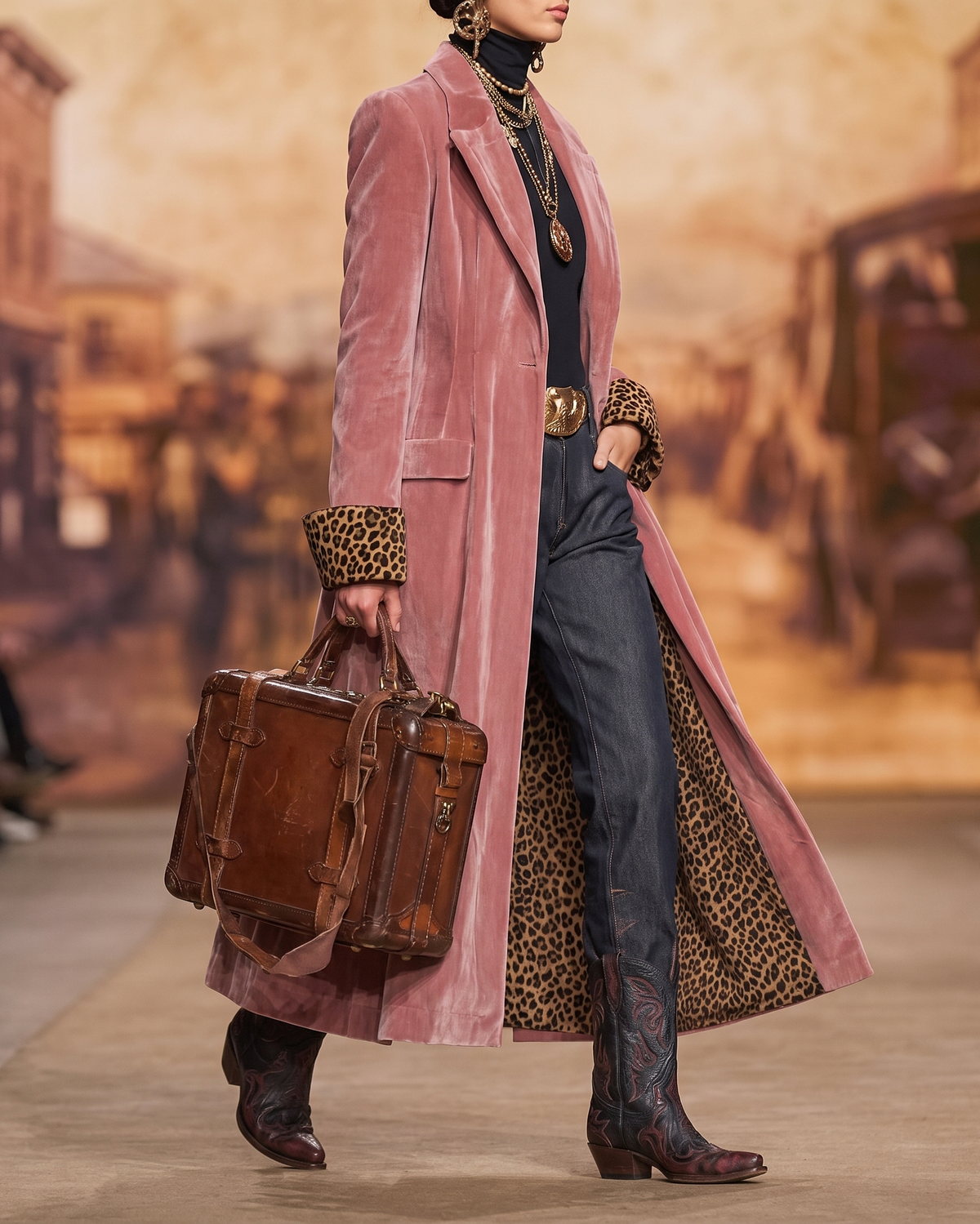 Juana | Manteau Long en Velours Doublé Léopard
