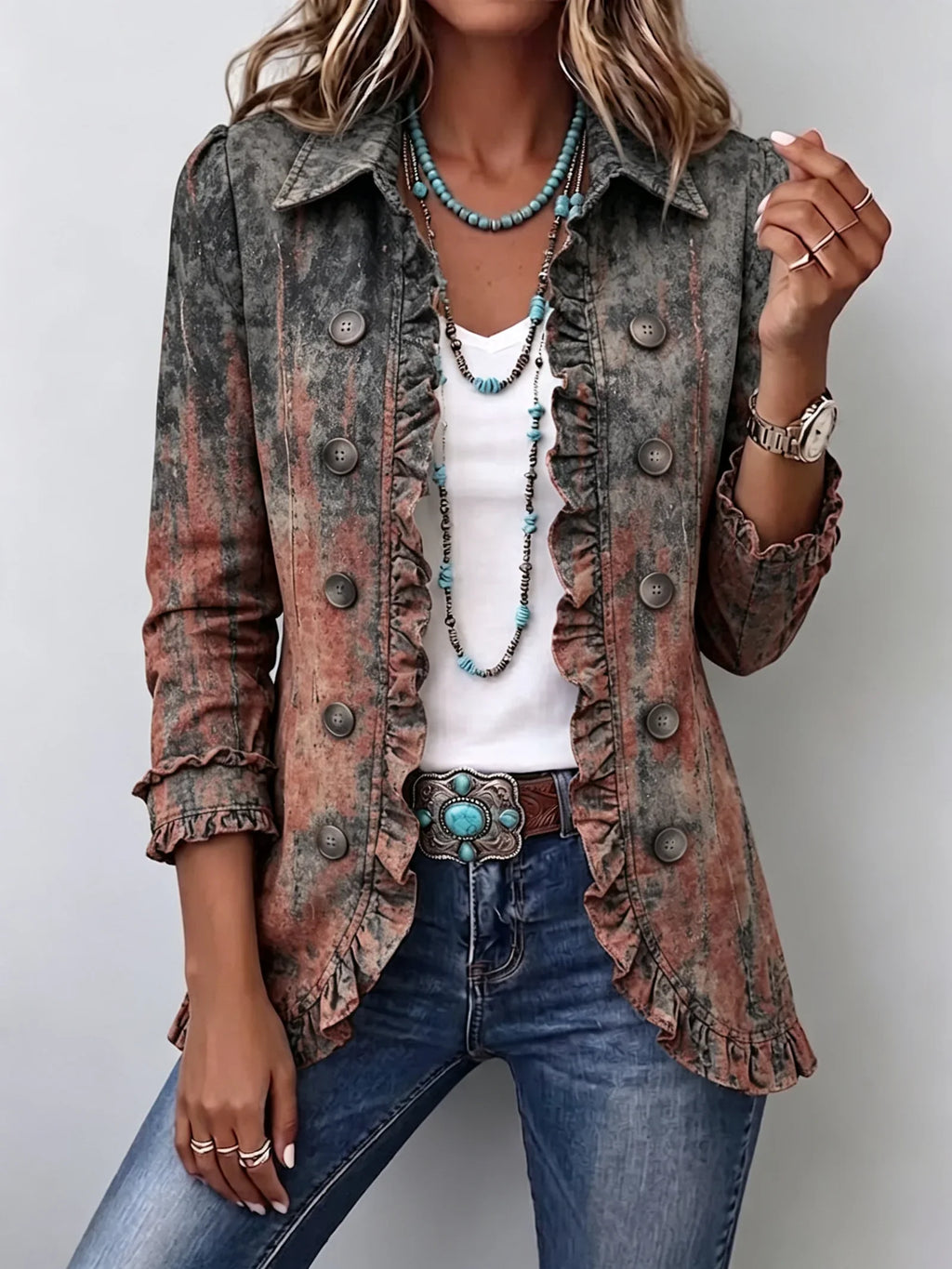 Claudia | Veste Dégradé Texturé à Volants