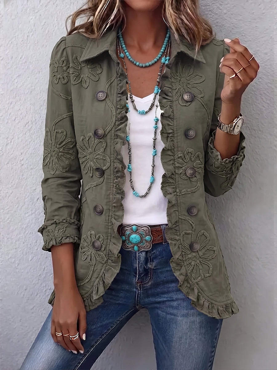Carolina | Veste Utilitaire Bohème Brodée de Fleurs