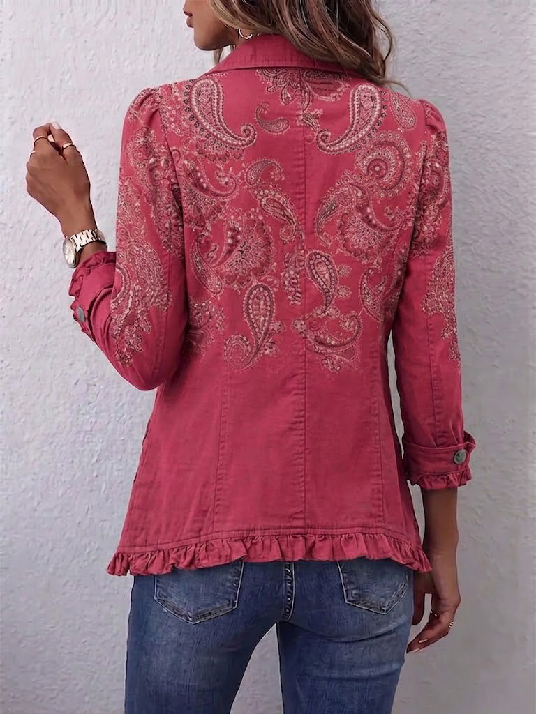 Clara | Veste Cachemire Rose à Volants