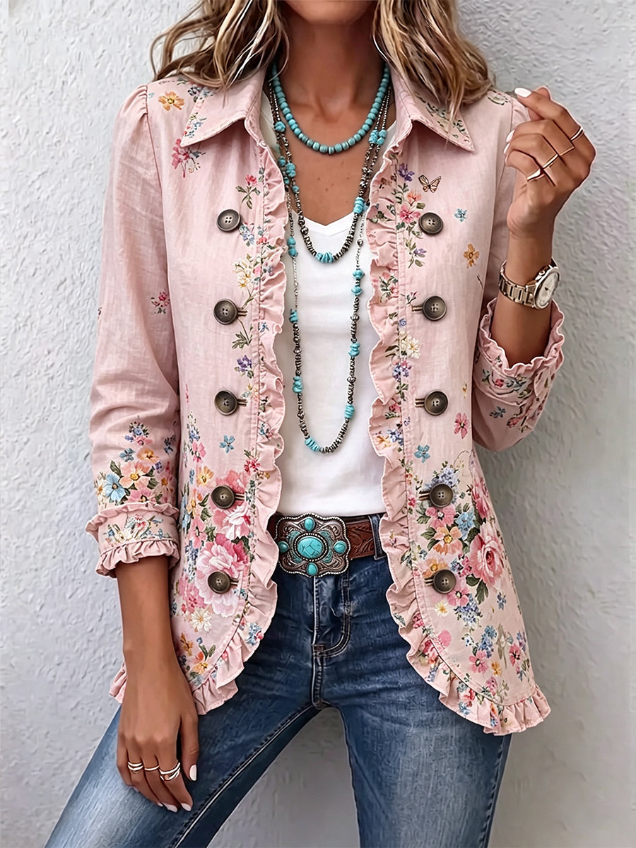 Concha | Veste Florale à Volants et Boutons