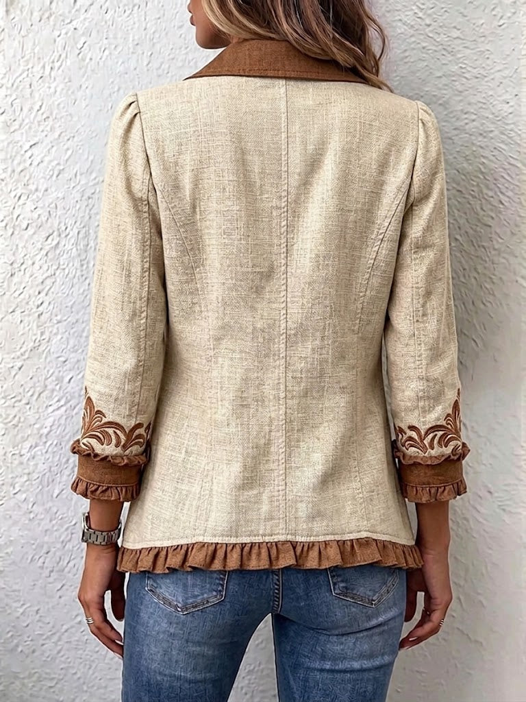 Azahara | Veste Florale Brodée à Volants