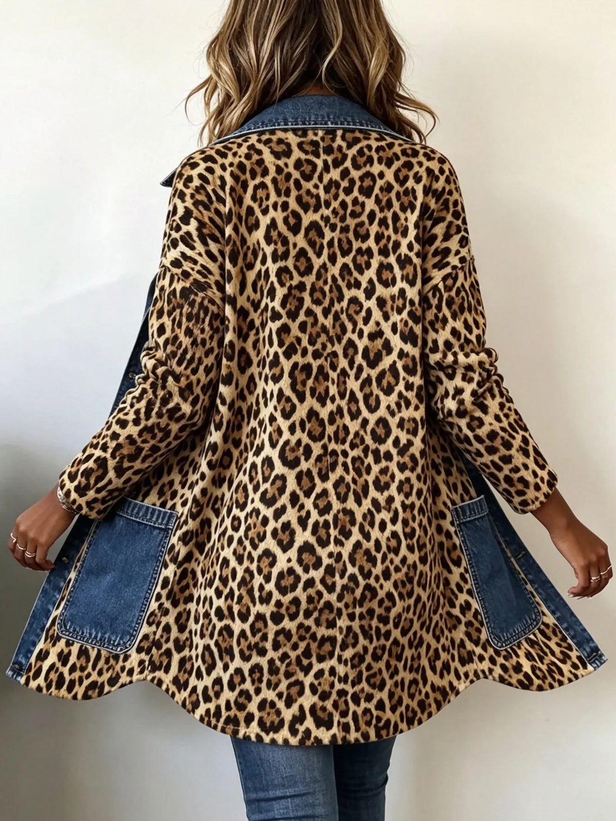 Eva | Veste Longue Léopard et Denim