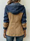 Alicia | Veste à Capuche Marine et Camel