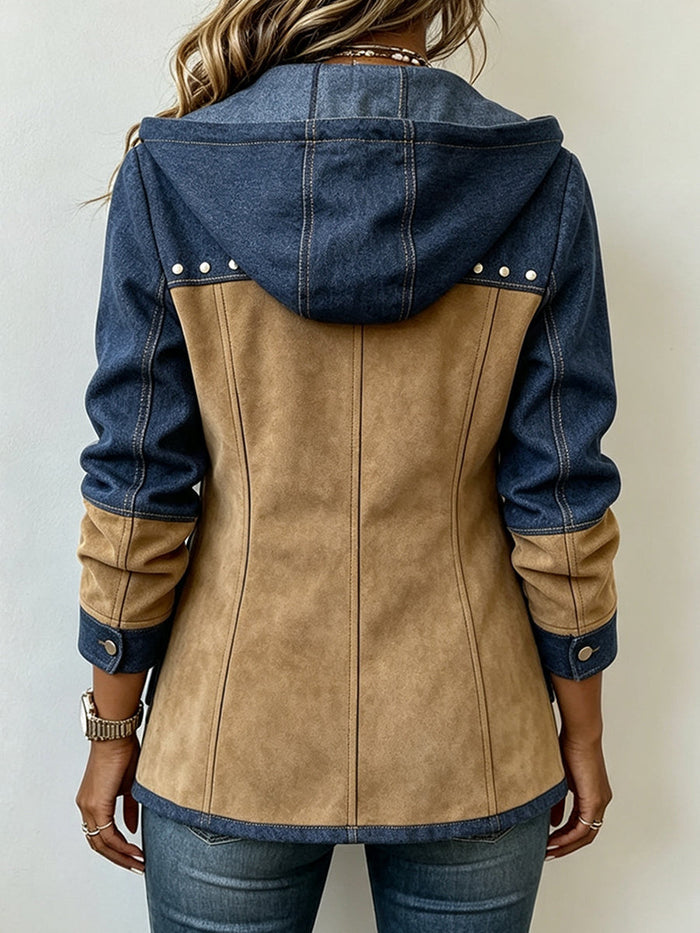Alicia | Veste à Capuche Marine et Camel