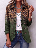 Lourdes | Veste Blazer Léopard Vert à Volants