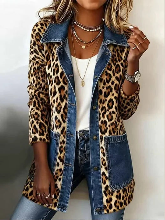 Eva | Veste Longue Léopard et Denim
